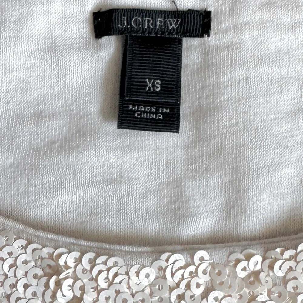 J.Crew XS Ivory Sequin Polka Dot Top Holiday Party Style 28614 HO12 Scoop Neck